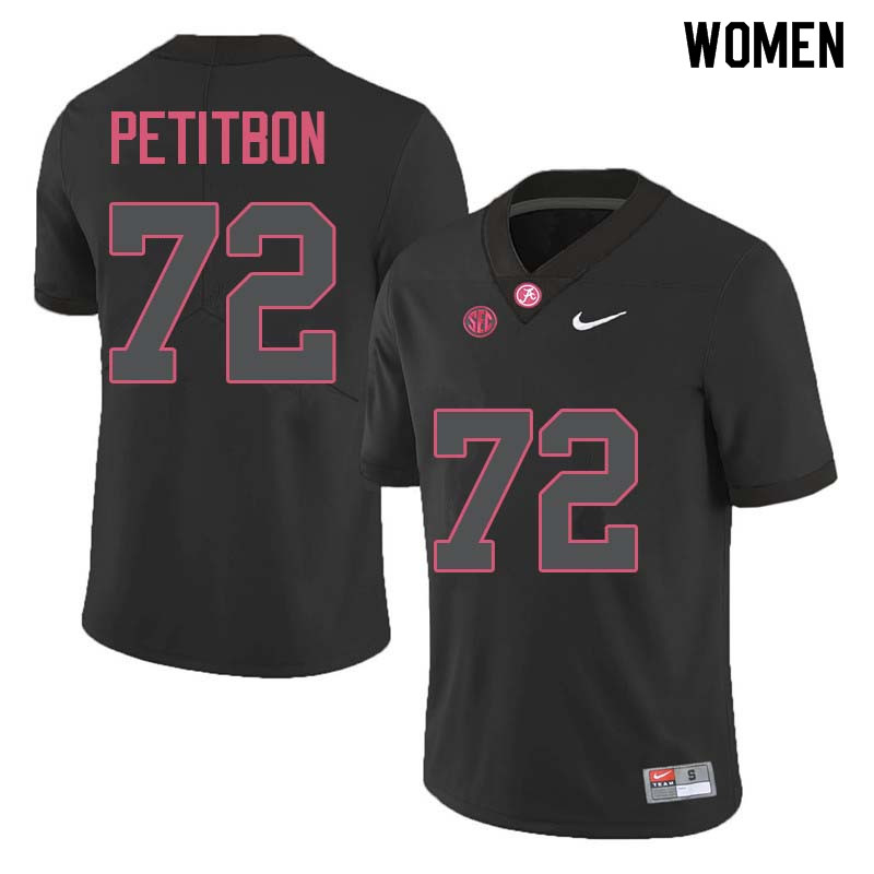 Women #72 Richie Petitbon Alabama Crimson Tide College Football Jerseys Sale-Black
